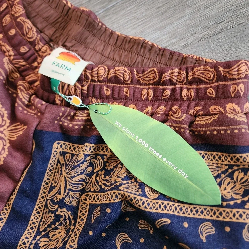 Farm Rio Bandana Patchwork Boho Jogger Sweatpants XL Festival Athleisure Cozy
